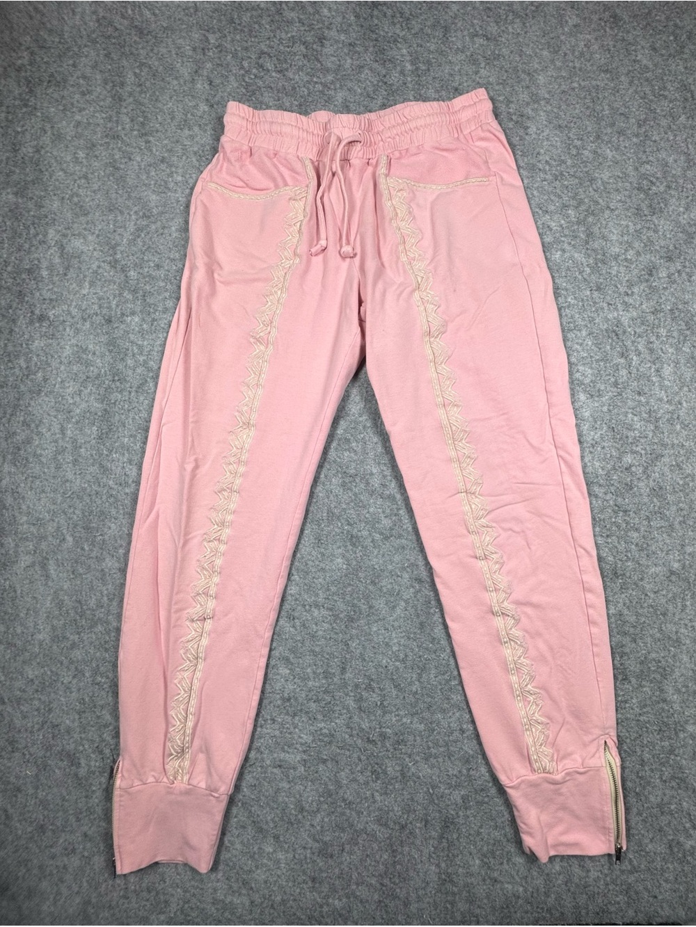 Love Johnny Was Pink Embroidered Jogger Pants Women’s Small Ankle Zip Boho